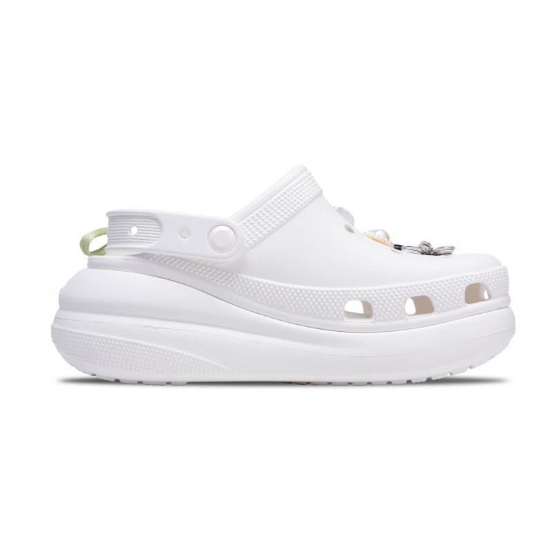 Crocs Crush Clog You Yunu Waist EVA Casual Versatile Trend Solid Colour Classic Embroidery Hole Shoes 5.2cm Unisex White
