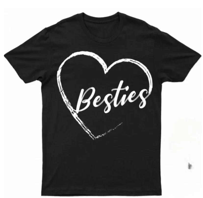Best Friends Heart Graphic T Shirt Friendship Gift Unisex Casual Tee S