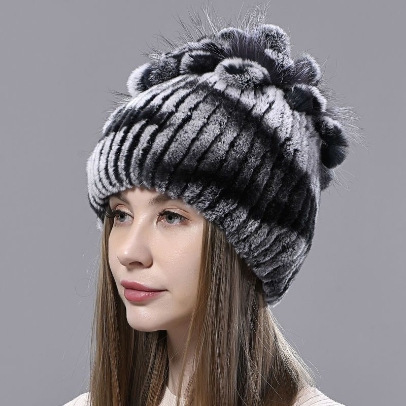 Klobouk z pravé kožešiny Klobouk pro matku Klobouk pro babičku Kožený Králičí kožich Zesílený Pro střední a starší věk Volnočasový Špičkový Venkovní Větruodolný Náušníky