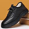 Fashion Casual Shoes Men's 2025 Spring New Single Shoes Leather Wool Velvet Warm Low-top Men's Leather Shoes
