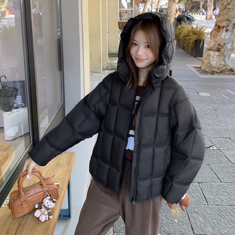 

Новая зимняя пуховая куртка женская с капюшоном, облачная, квадратная клетка, свободная хлопковая куртка XL