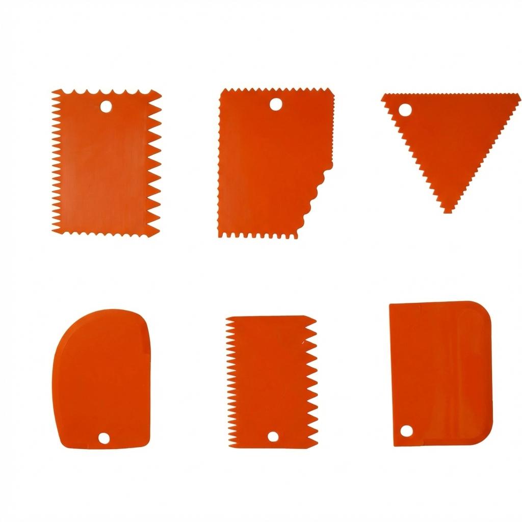 

6Pcs Cake Scrapers Set Food Grade Plastic Multi Shape Tool Kit for Baking Decoration
