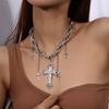 Cool Silver Color Cross Pendant Necklaces for Women Men Steampunk Choker Necklace Chain Streetwear Jewelry Gifts