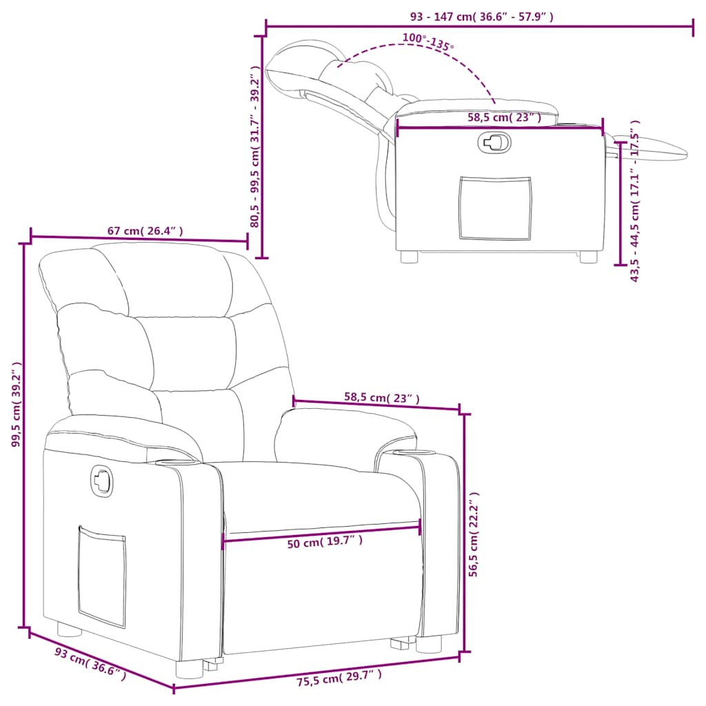 Recliner Chair with Rising Aid Dark Green Fabric