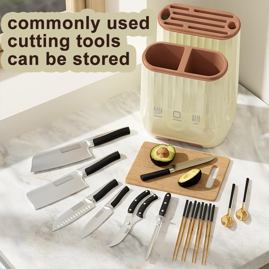 Knife Holder Multi-Function Utensil Stand Knife Block Spoon Fork Kitchen Organizer Flatware Drainer Cuttingboard Storage Holder