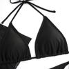 Sexy Costume da Bagno Bikini in Pizzo Moda da Spiaggia Monocolore Set da Donna Tre Pezzi