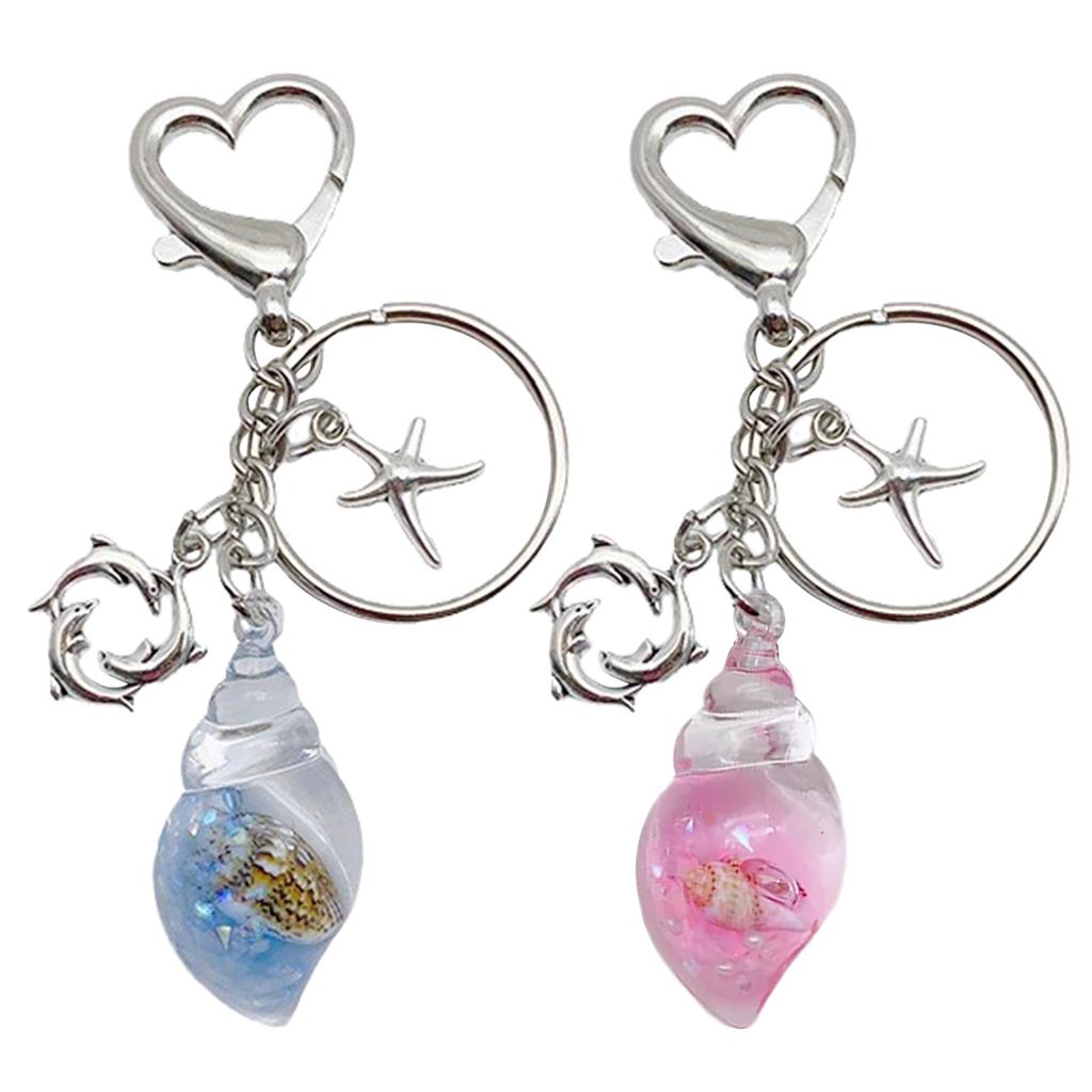 Stylish Ocean Themed Keychain Bag Purse Keyrings Backpack Pendant Conch Key Ornament Perfect Gift for Fashion Lover
