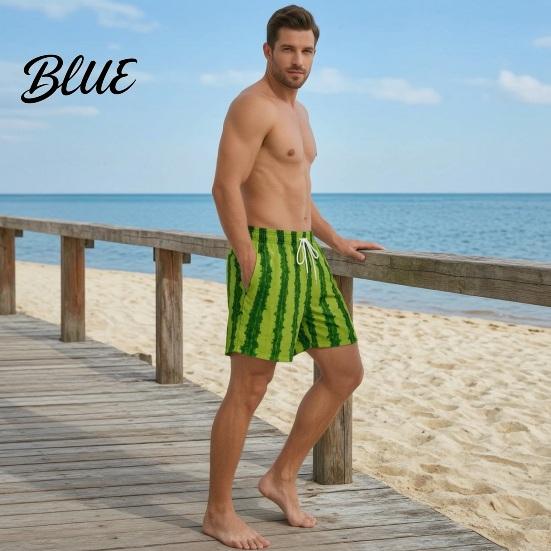 Mens Funny Swim Shorts Men Hairy Booty Shorts Leopard Print Thong Fake Denim Gag Gifts for Birthdays 3D Illusion Beach Trunks Summer Pool Party,