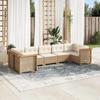 VidaXL Garden Lounge Set with Cushions 7 Pcs Beige Braided Resin 3261973
