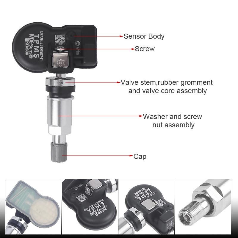 Front/Rear Left Right MX-Sensor 315 & 433MHz Programmable TPMS Universal Tire pressure Sensor 2 In 1 MX Sensor Monitor Sensor