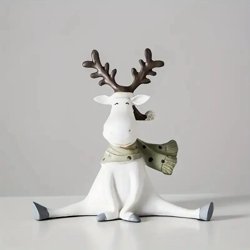 Creative Resin Deer Figurine Kids Room Desktop Shelf Unique Ornament Cute Decorative Item