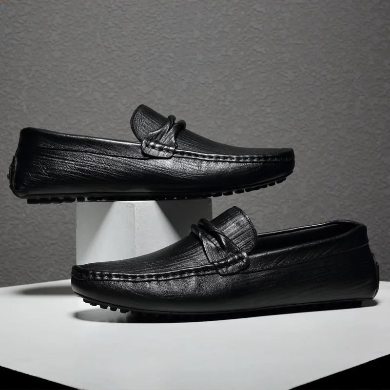 Genuine Leather Men Shoes Luxury Brand Formal Casual Mens Loafers For Men Moccasins Soft Breathable Slip on Boat Shoes