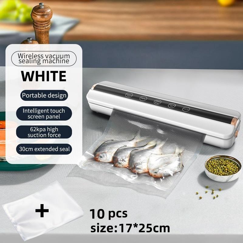 Automatic Air Sealing Food Vacuum Sealing Machine Home USB Wireless Wacuum Sealer 1500mAh 62KPa High-Suction Store Food Vacuum
