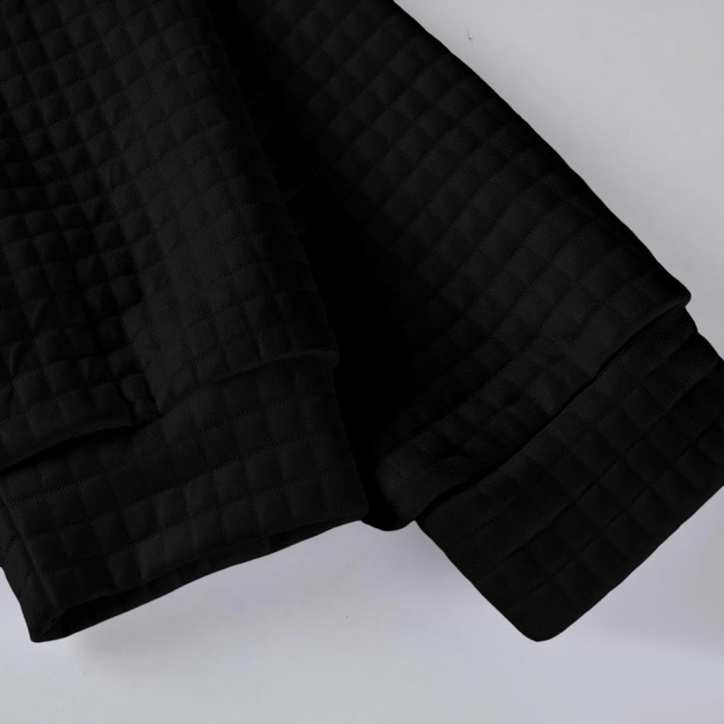 Men's Loose-fitting Casual Waffle-weave Neck Long-sleeved Top