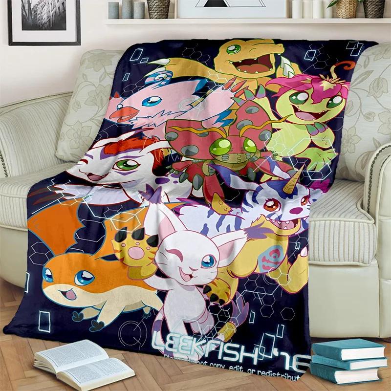 3D Digimon Adventure Monster Cartoon Blanket,Soft Throw Blanket for Home Bedroom Bed Sofa Picnic Travel Office Cover Blanket Kid