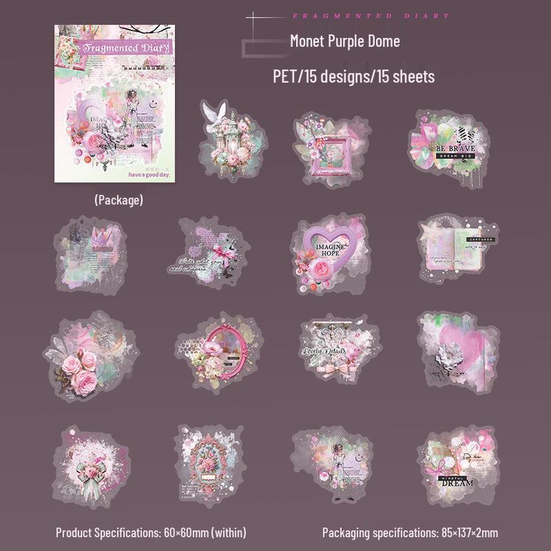 Retro Collage PET Sticker Pack - Fragmented Diary Series for Planners & DIY