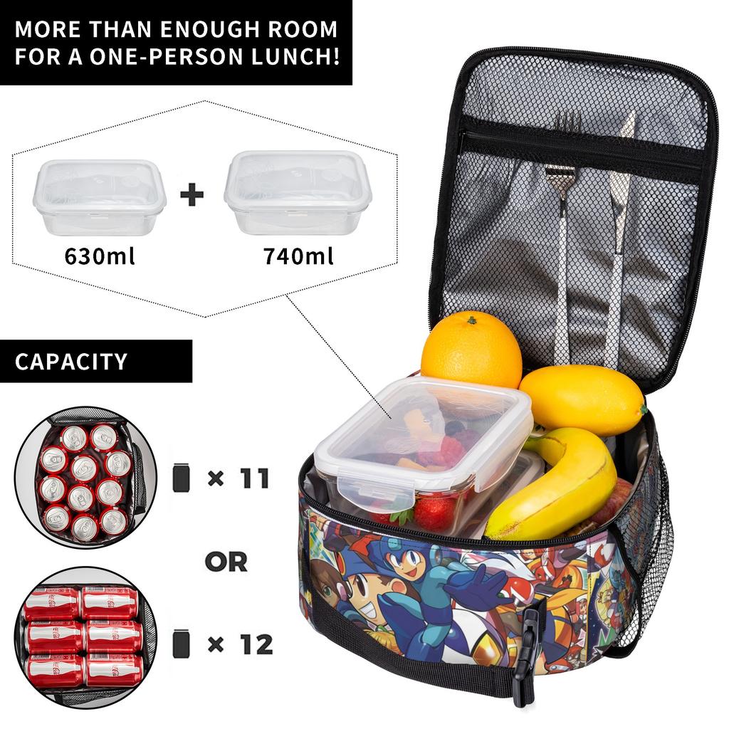 Lunch Bag Mega Man Cartoon Office Lunch Box For Girl Boy Leisure Portable Insulated Designer Thermal Tote Handbags