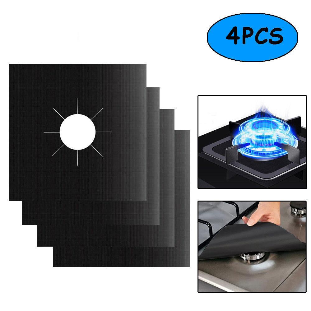 4pcs 27cm/ 10.63in Teflon Gas Stove Protection Pad Oil Dirt Prevention Pad