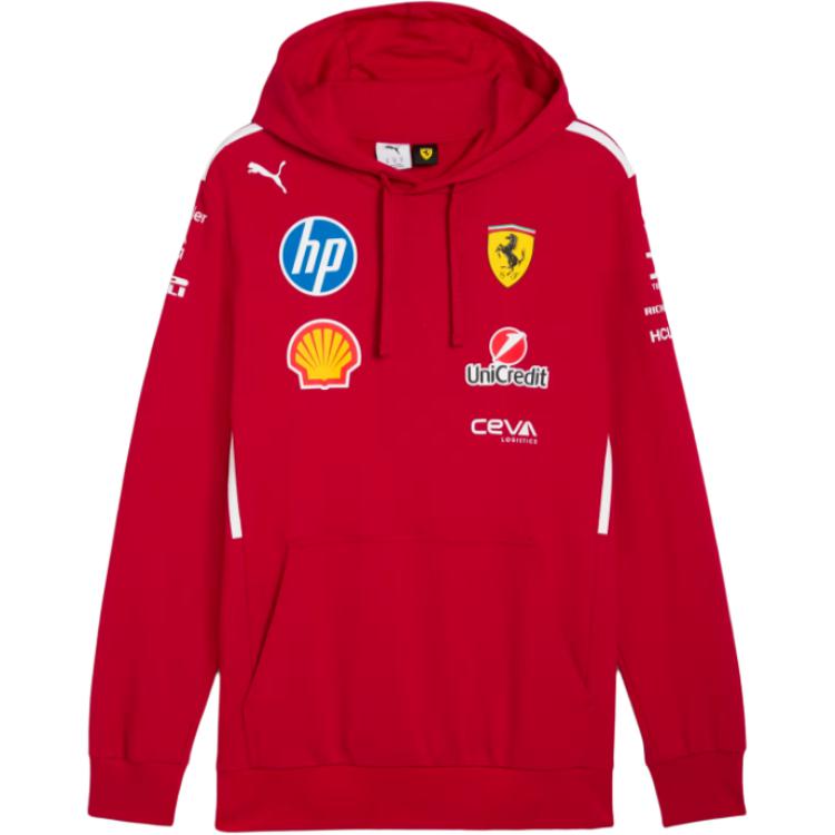 Puma Logo Hooded Long Sleeve Sweatshirt Men Sweatshirt Deep-Cherry 763941-01