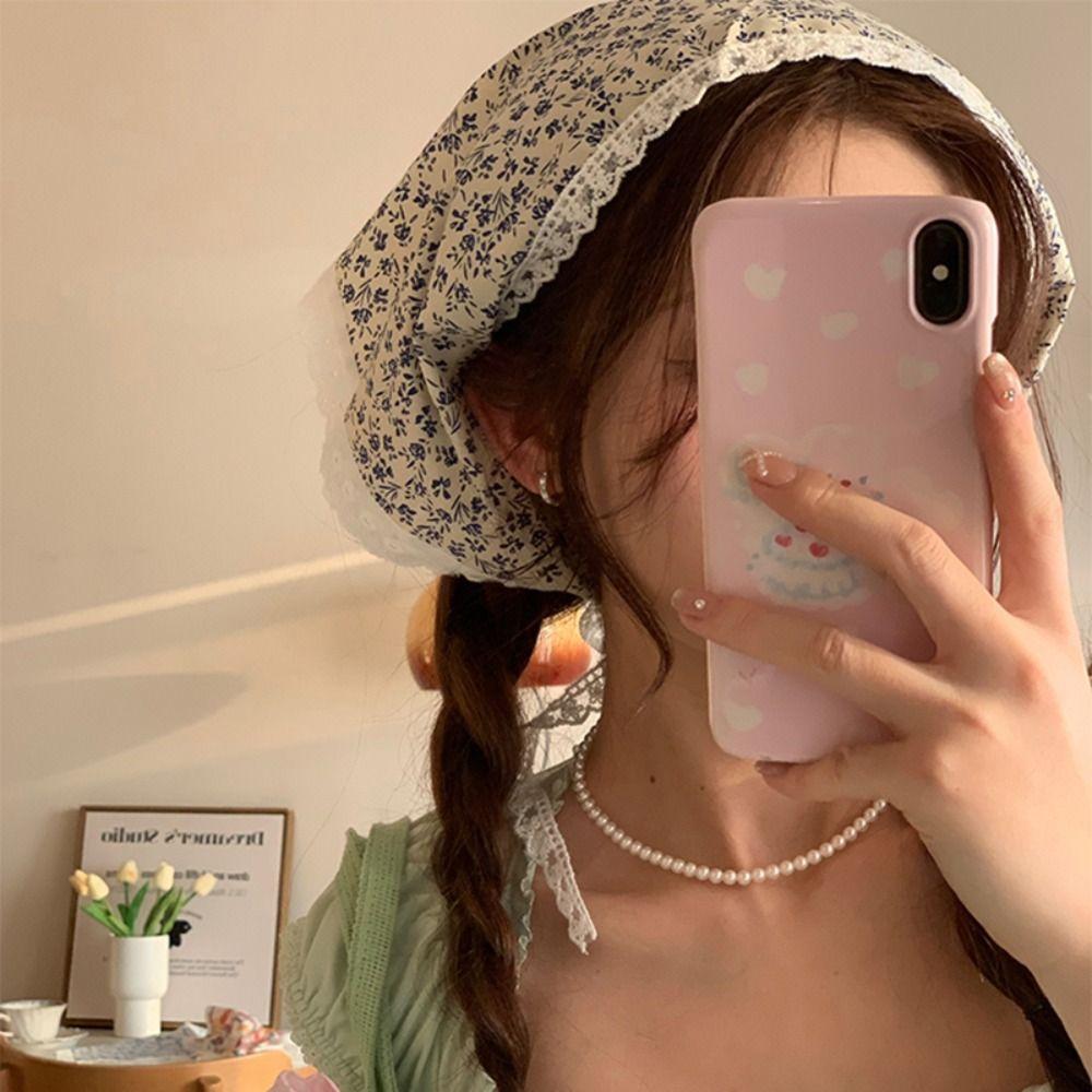 

Printed Cloth Lace Hair Scarf Floral Triangle Scarf Sweet Triangle Bandana Girls