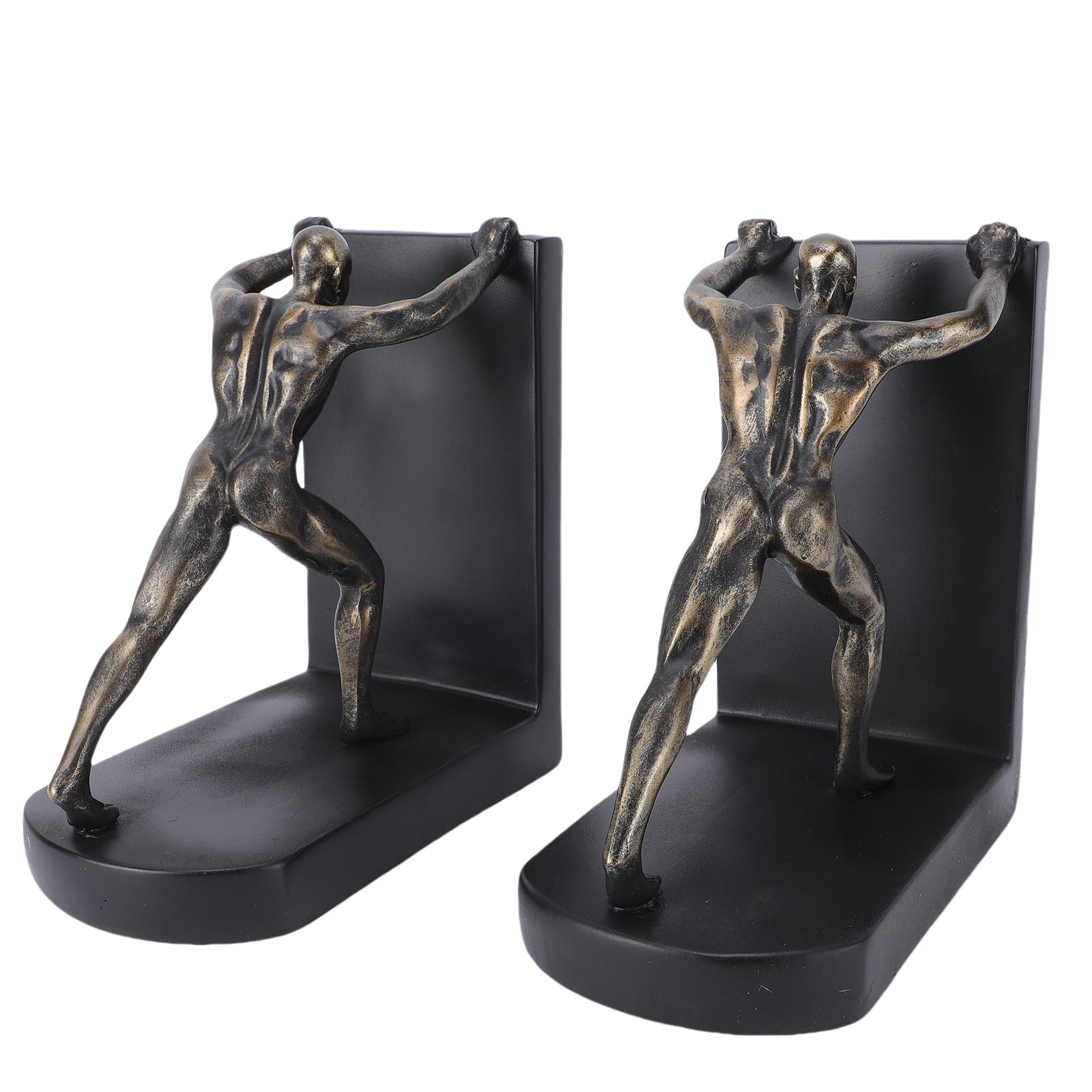 

2PCS Decorative Bookends Human Non Slip Resin Heavy Duty Book Ends for Bookshelf Study Room Desk