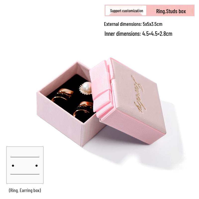 High-End Pink Jewelry Gift Box with Bow and Custom Logo Option