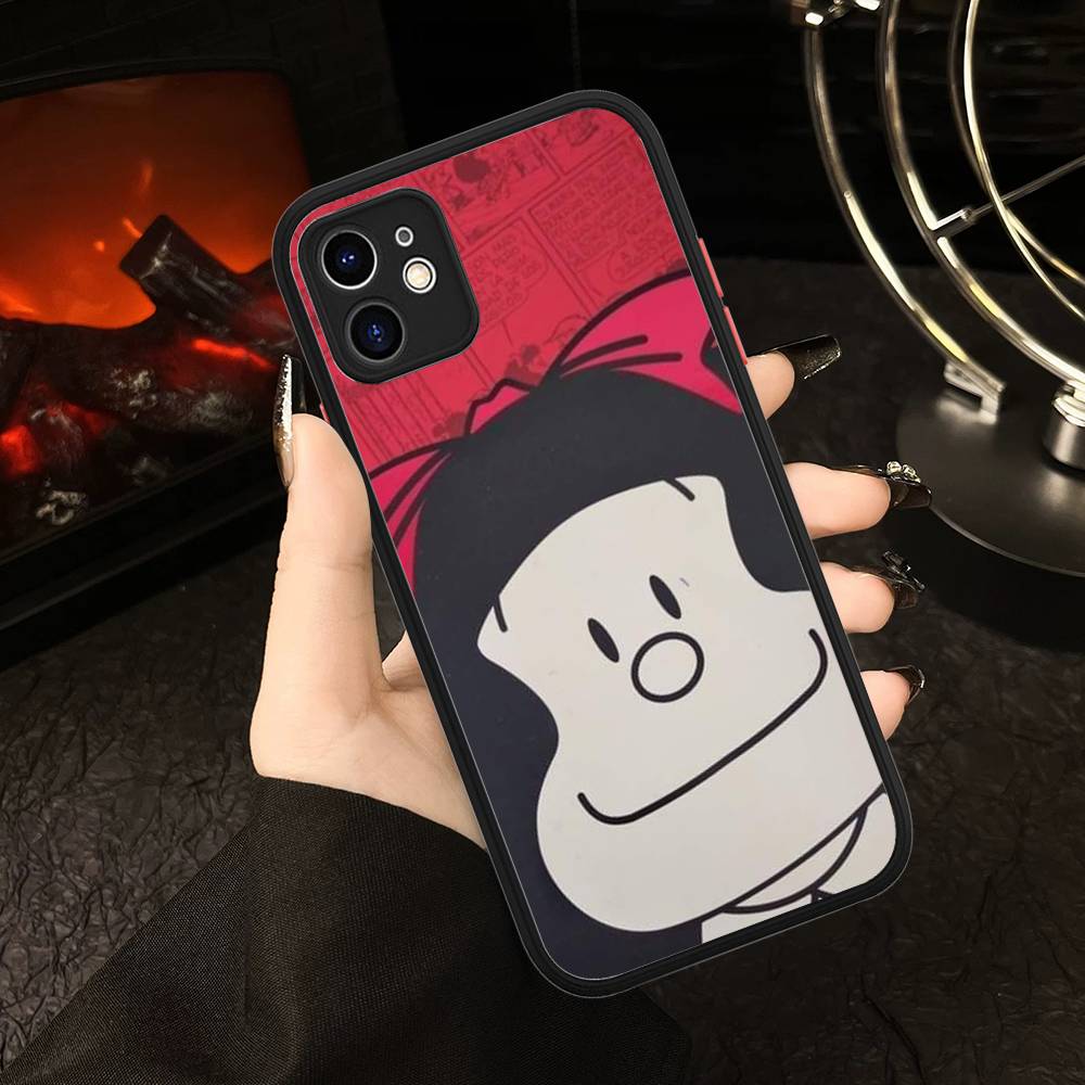 Popular Cartoon M-Mafalda Phone Cases For IPhone 16 15 14 Plus 13 12 11 Pro Max Matte Oft Bumper Phone Cover
