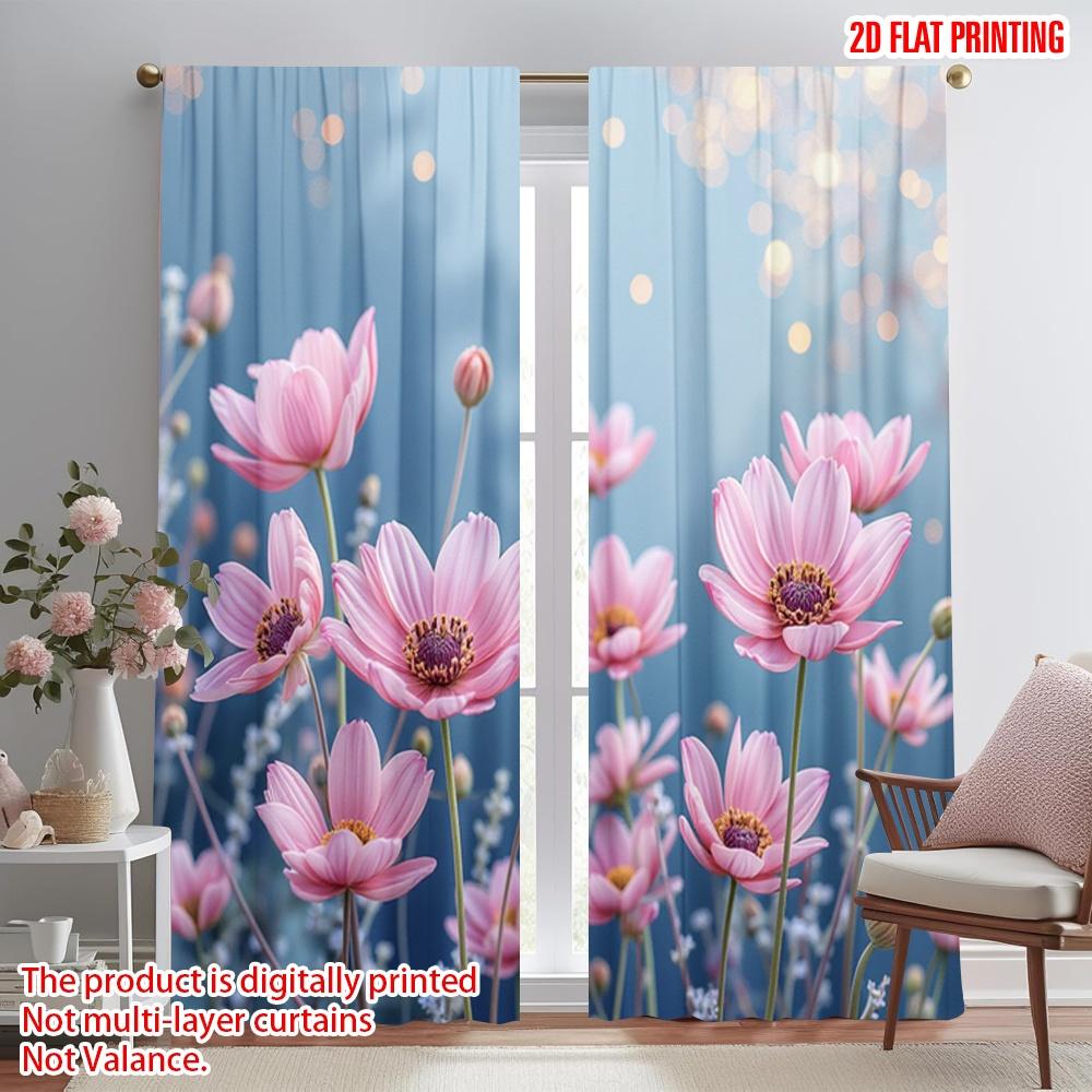 2pcs 2D flat printing Window Curtains flowers and plants1 Fabric Without Electricity Festive Holiday for All Occasions
