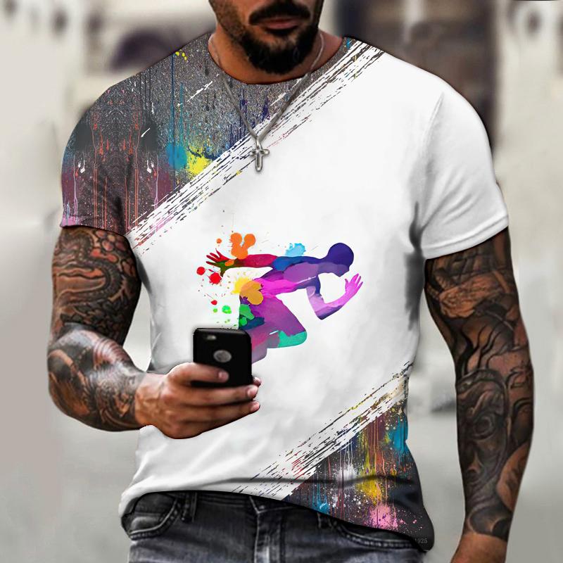 Color Graffiti Handprint 3D Printing Men's T-shirt Hip Hop Harajuku Street Style Streetwear Summer Short Sleeve Tops Tees
