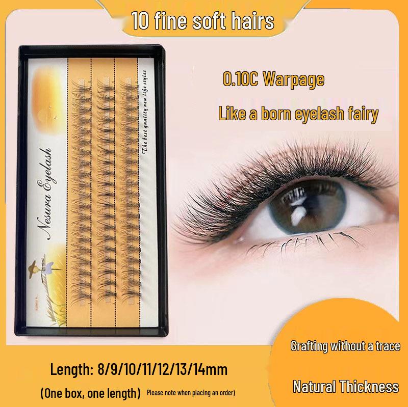 

10-Pack Scarecrow 0.10 Hot Melt Grafted Individual False Eyelash Clusters for Thick, Natural Look D 14mm