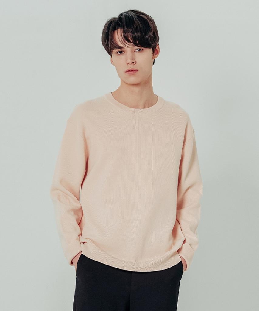 ADHOC Men'S Crew Neck Sweater (Lt-Pink)