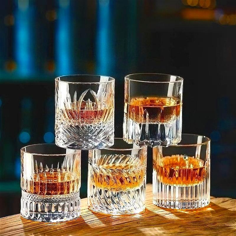 300ml Whiskey Glass Cocktail Glass Classical Cup Premium Thick Bottomed Glass Cup Transparent Foreign Wine Glass Party Glassware