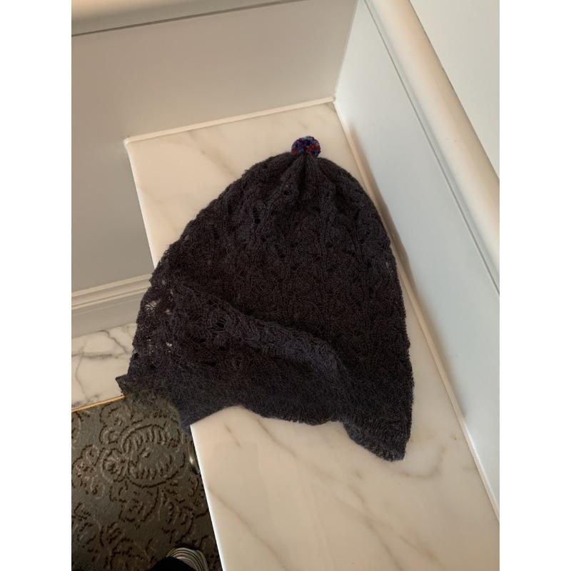 Korean Style Hollow Knitted Woolen Hat for Women Thin Breathable Versatile Face Showing  Trendy Small Pile Hat