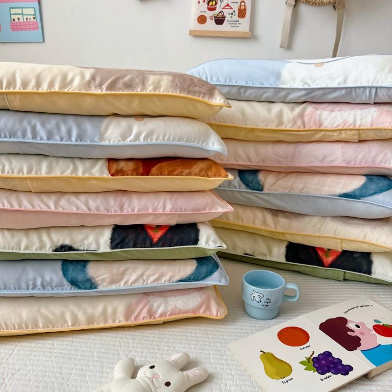 60s Tencel Kids Pillowcase 30x50cm Cartoon Print Cool Sleep Cover Toddler Nursery School Use