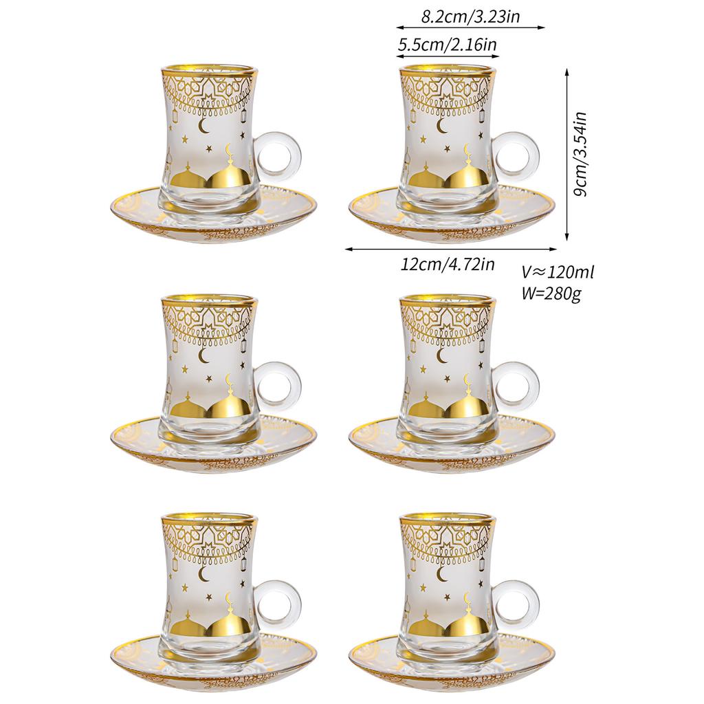 Set de 6 Mini Tasses à Café Transparentes Style Européen Tasse Luxe Léger Tasse à Thé de l'Après-midi Service à Boire pour la Maison