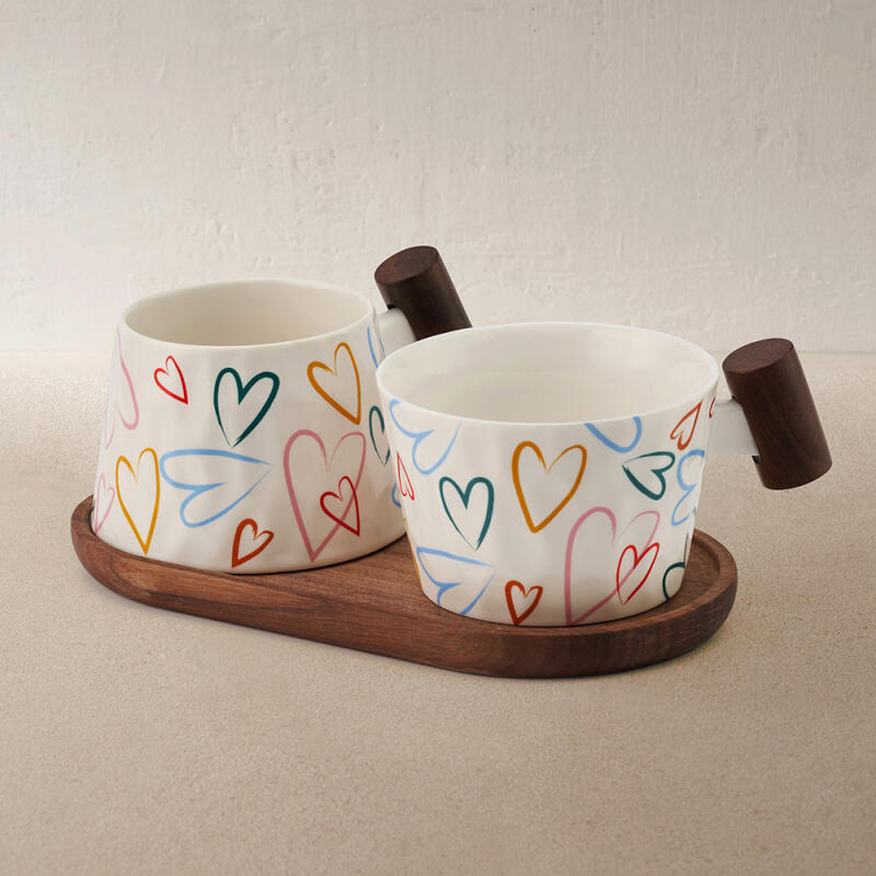 [Mug] 200ml Heart Mug + Tray Set
