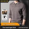 Hengyuanxiang Men's Pure Wool Turn-Down Collar Pullover Sweater
