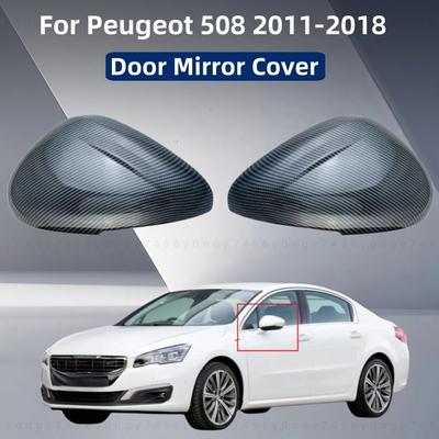 Carbon Rearview Car Accessories Plated Door Mirror Cover Trim Paste Style For Peugeot 508 2011 2012 2013 2014 2015 2016 2018