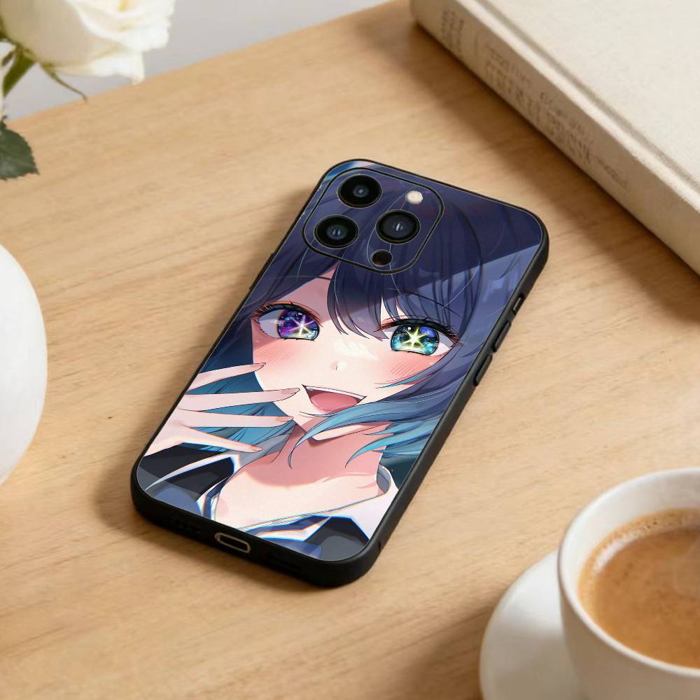 Anime Oshi-no Ko Phone Case For iPhone17,16,15,14,13,12 Plus,Max Soft Silicone Black Cover