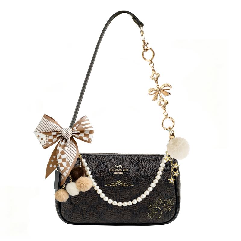 

COACH shoulder bag [Customized Bag] Nolita 19 Retro Classic Old Flower Silver Label Logo Artificial Butterfly Song Basic Package (Pack + Dust Bag) срібний