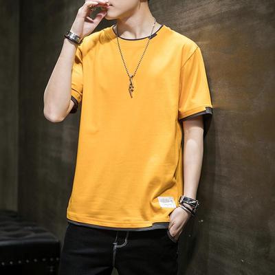 2025 Men's Solid Color Short-Sleeve Round Neck T-Shirt for Youth
