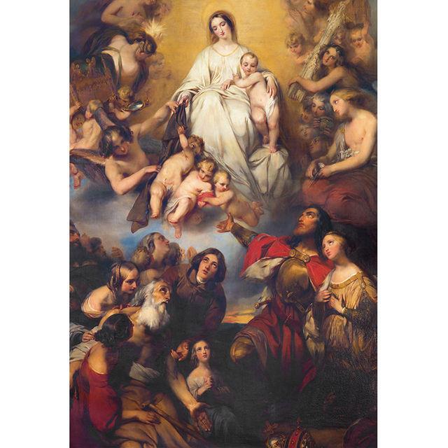 Sacred Heart of Jesus The Virgin Mary of Guadalupe Canvas Painting Poster Print Wall Art Picture for Living Room Office Decorate No Frame