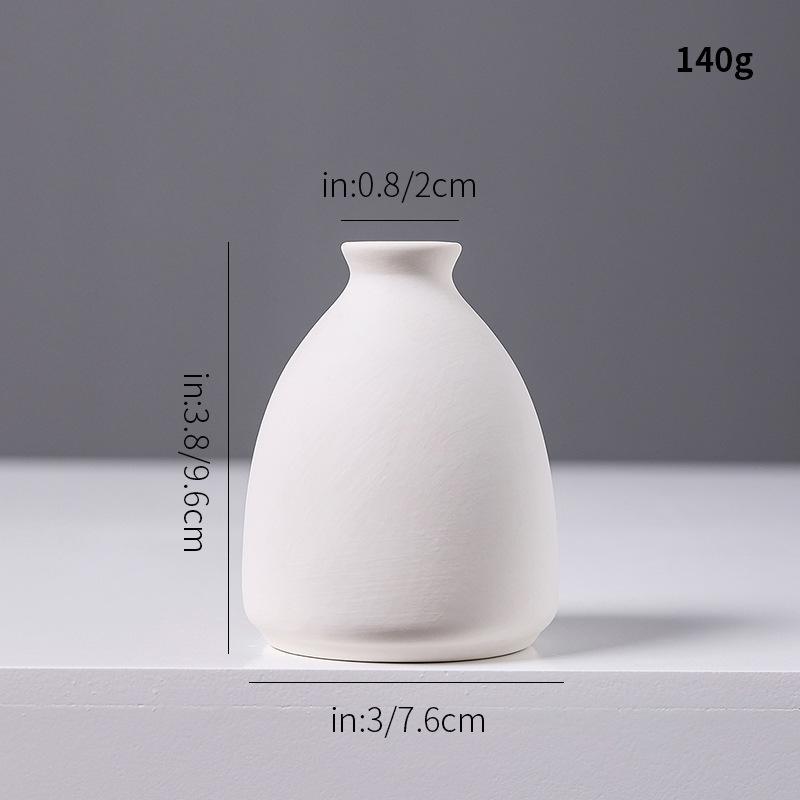 White Ceramic Mini Vase, Chinese Minimalist Desktop Hydroponic Pot for Dried Flowers, Aesthetic