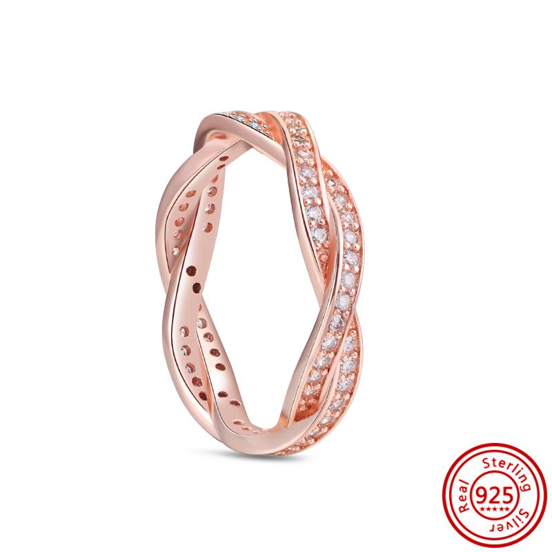 925 Sterling Silver Rings for Women Original Infinity Love Heart Engagement Wedding Ring Rose Gold Zircon Luxury Jewelry Gift