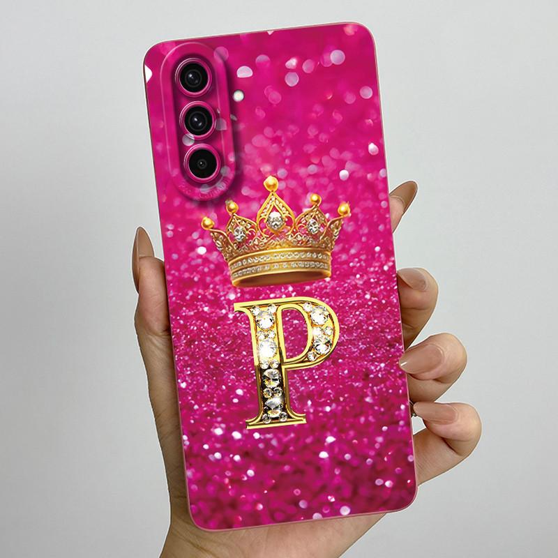 For Samsung Galaxy A37 A57 5G 2025 Crown Initial Letter Couple Phone Case SM-A376B SM-A5760 Soft Silicone Lens Protective Casing