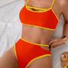 Seksowny Nowy Dwuczęściowy Strój Kąpielowy Patchworkowy Strój do Pływania Jednokolorowe Zestawy Bikini Bez Pleców Strój Kąpielowy