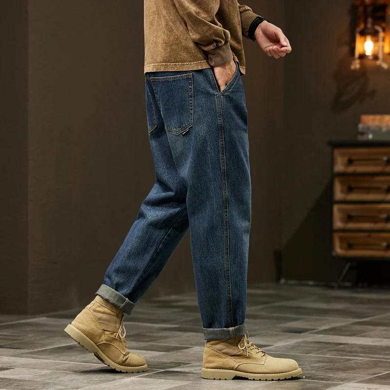 Men's Cotton Jeans High Quality Loose Harem Pants Fashion Baggy Casual Outdoor Work Denim Pants Brand Men's Clothing