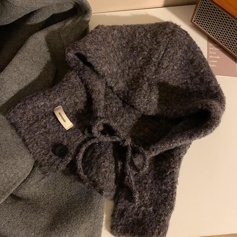 Korean Balaclava Women's Autumn and Winter Warm Hat Neck Scarf Integrated Ear Protection Woolen Knitted Hat