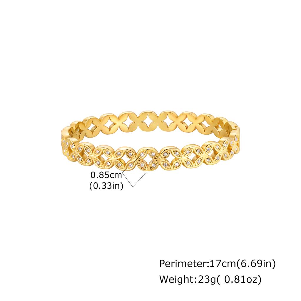 Women's Stainless Steel Bracelet, Gold Plated Heart Hollow Chain Bangle Bracelet, Waterproof Luxury Jewelry