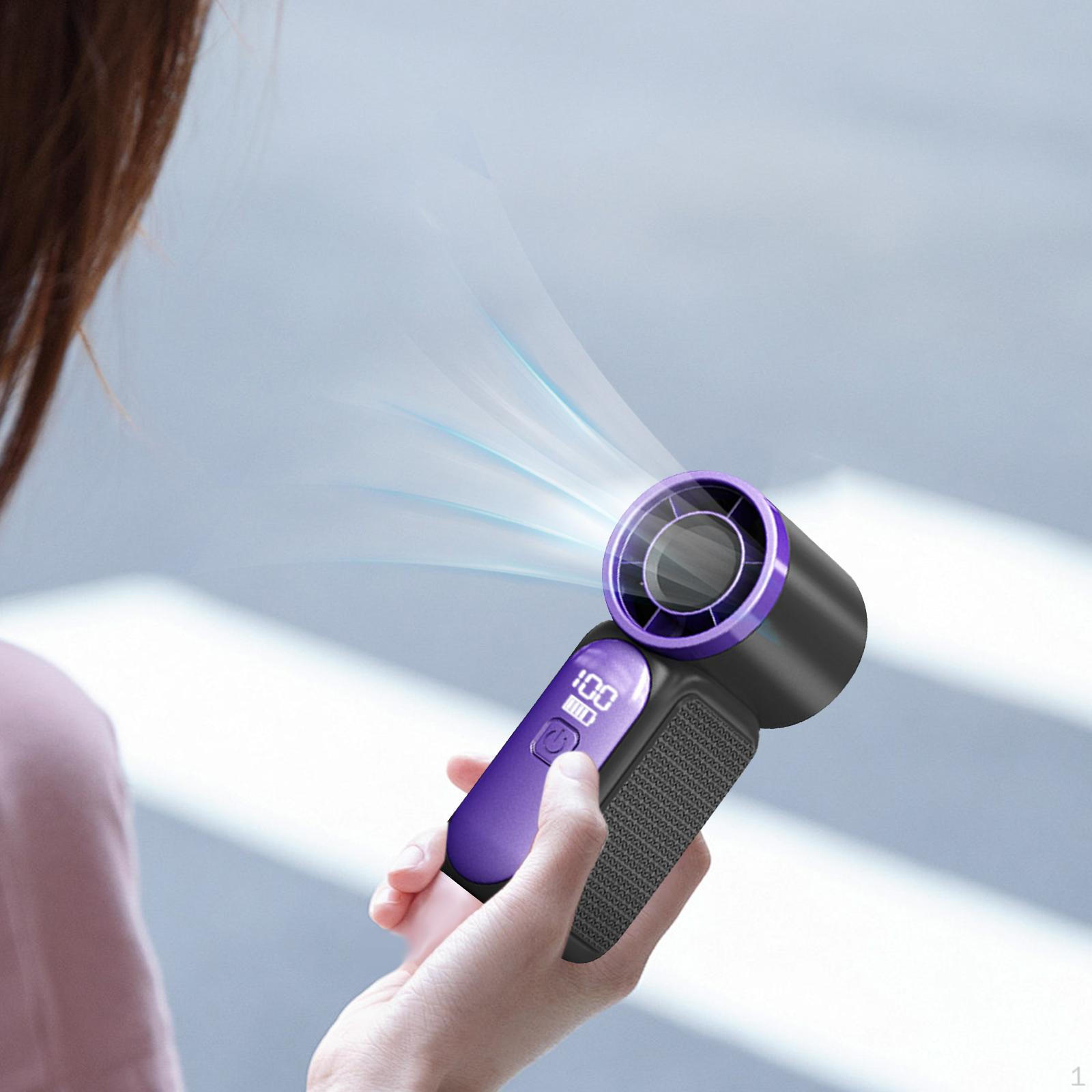 

Handheld Fan Powerful High Speed Lightweight 18 Hours 100 Adjustable for Camping Home Makeup зелений